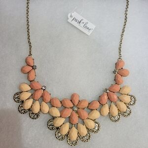 Park Lane Coral and Beige Floral Necklace